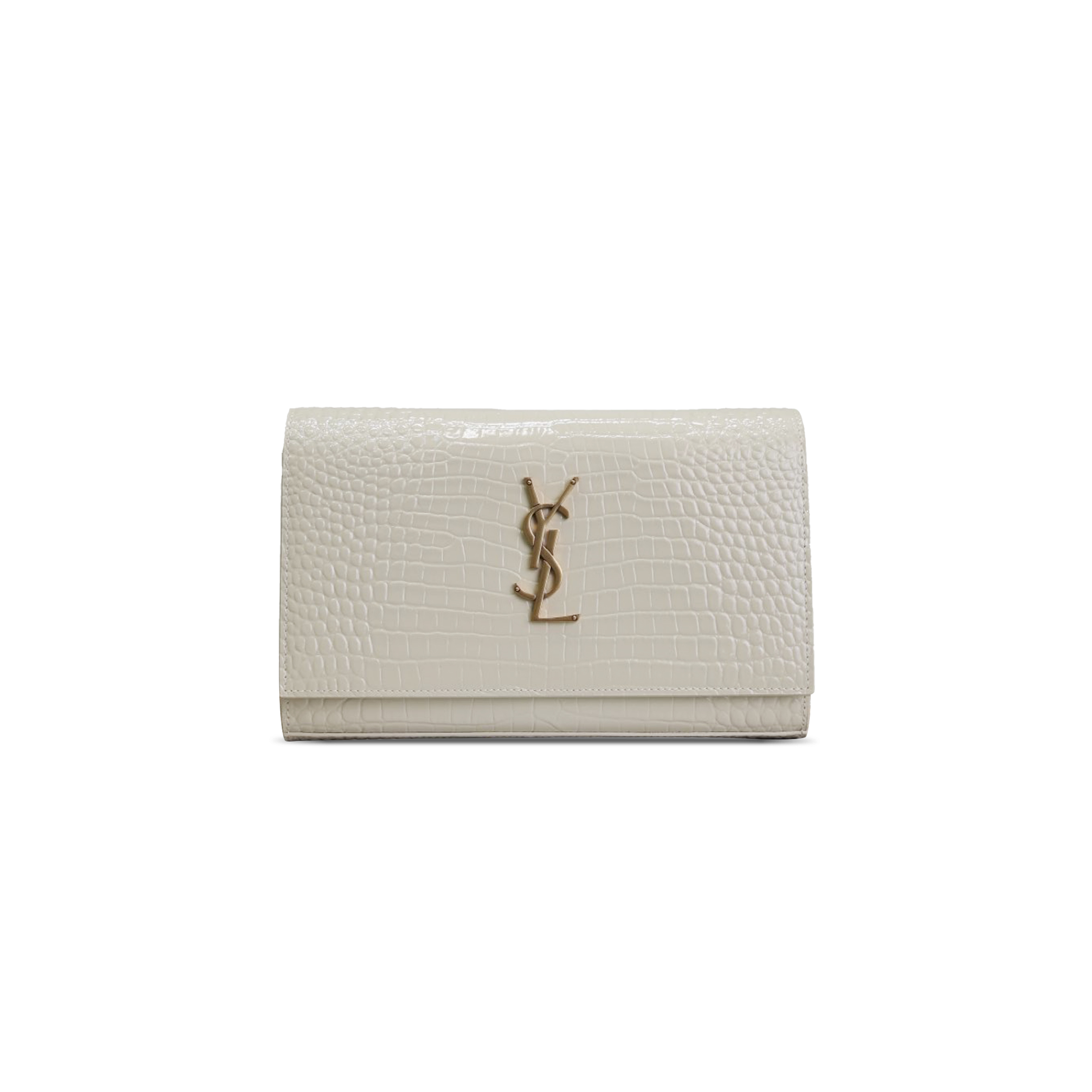 YSL CASSANDRE CHAIN WALLET IN CROCODILE-EMBOSSED SHINY LEATHER 743364 (23*14*4cm)